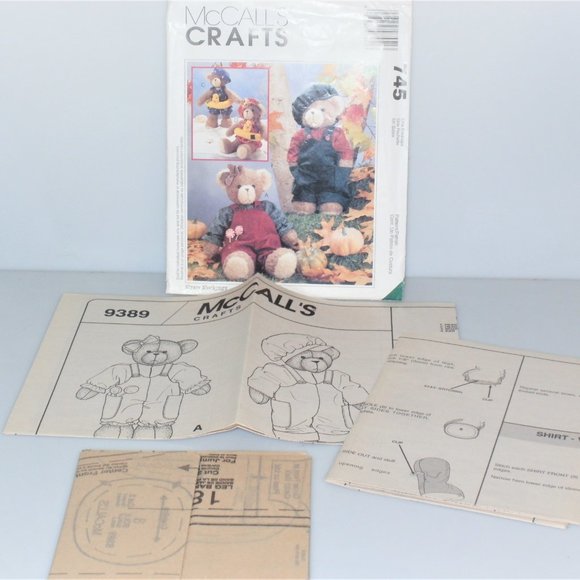 1998 McCall's Crafts 13" BEARS McCall's Pattern #745 Sewing Pattern Teddy Bear - Picture 1 of 4